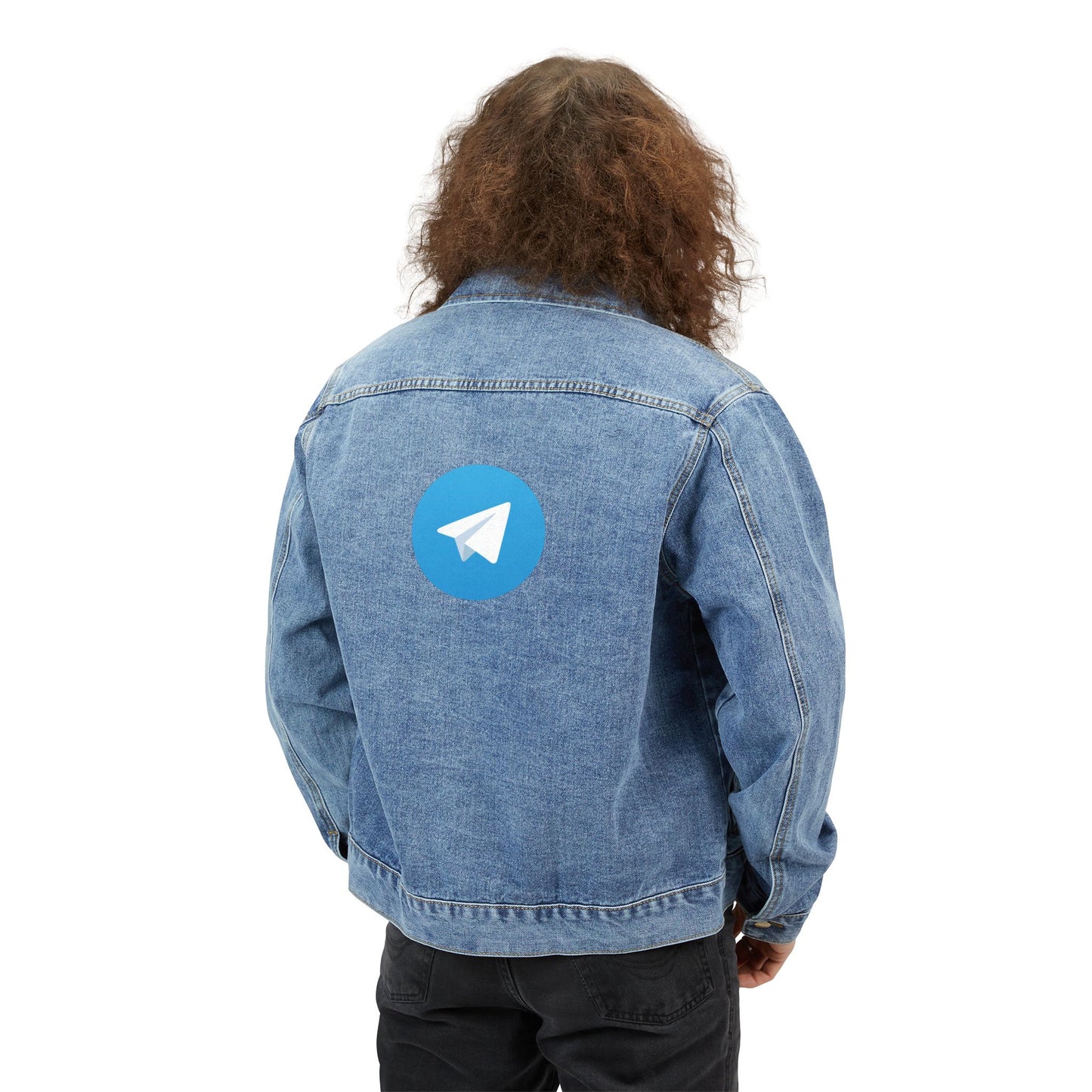 Telegram Logo Adult Denim Jacket