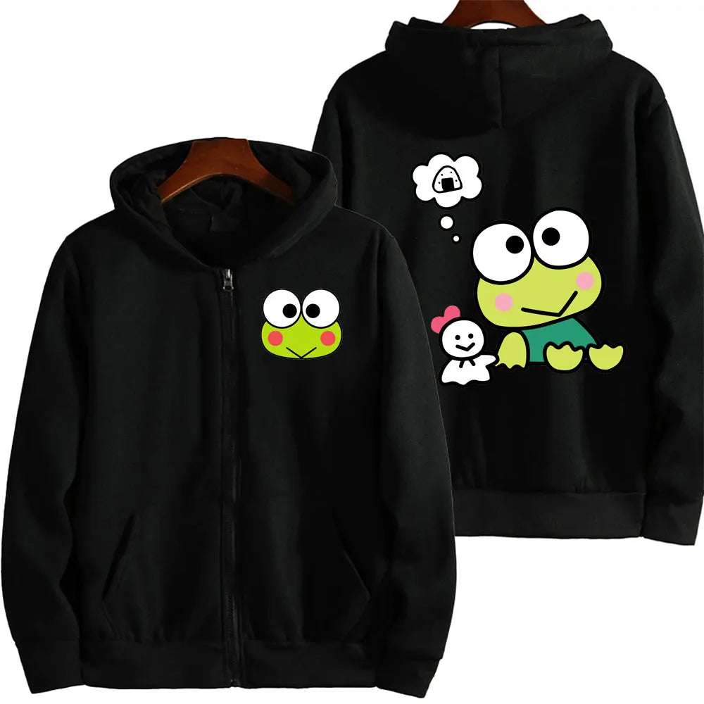 Keroppi Cartoon Zip-Up Hoodie