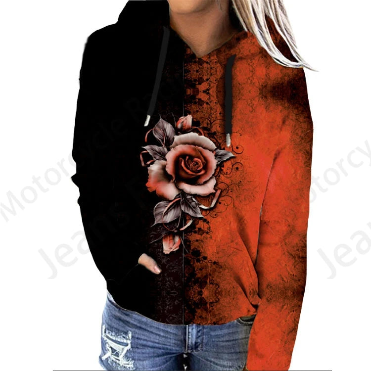 Rose Floral 3d Print Hoodie