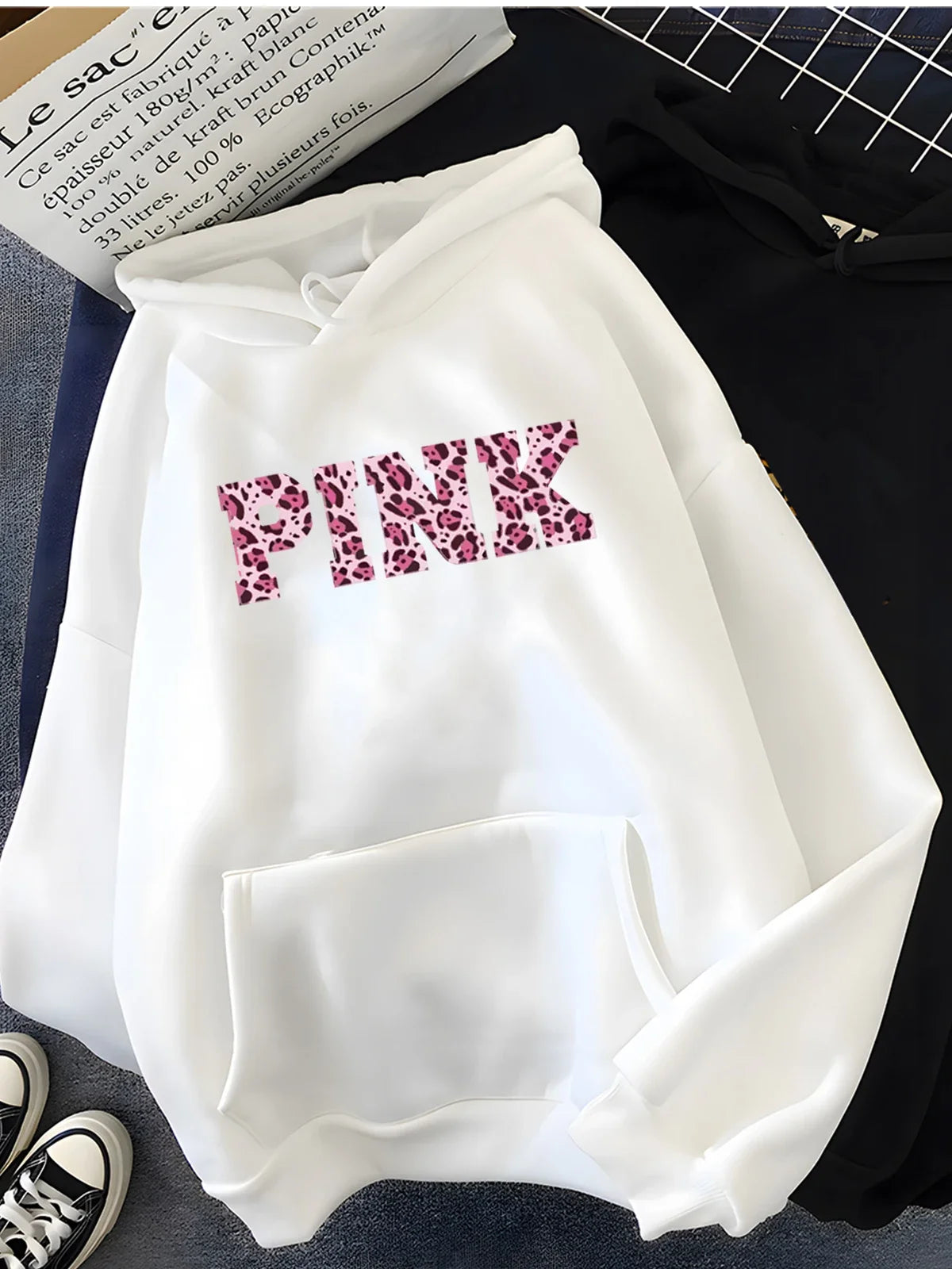 Pink Leopard Print Hoodie