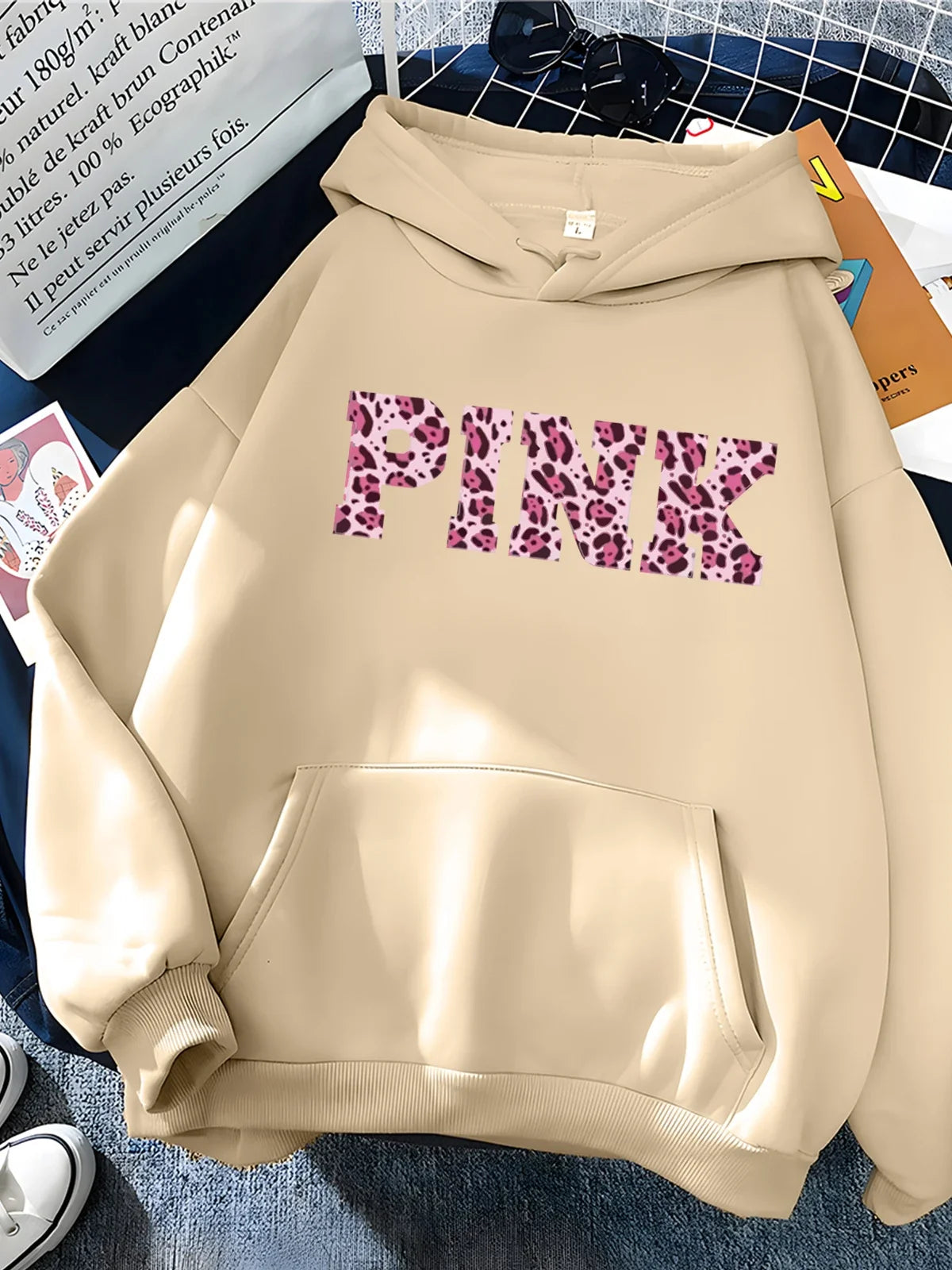 Pink Leopard Print Hoodie