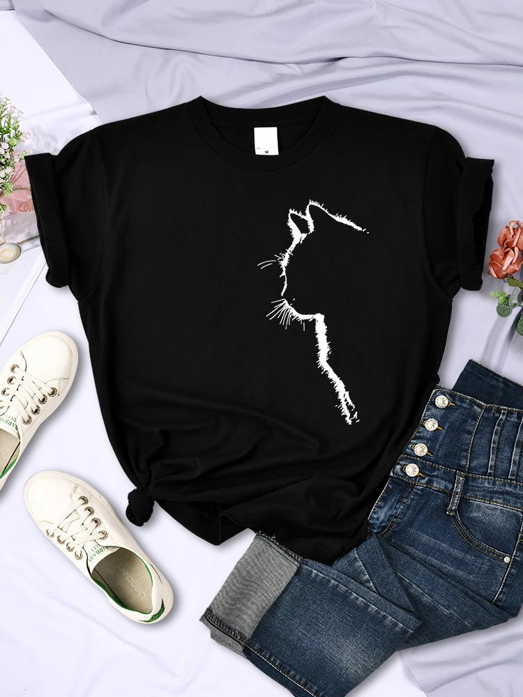 Cat Stroke Drawing T-Shirt