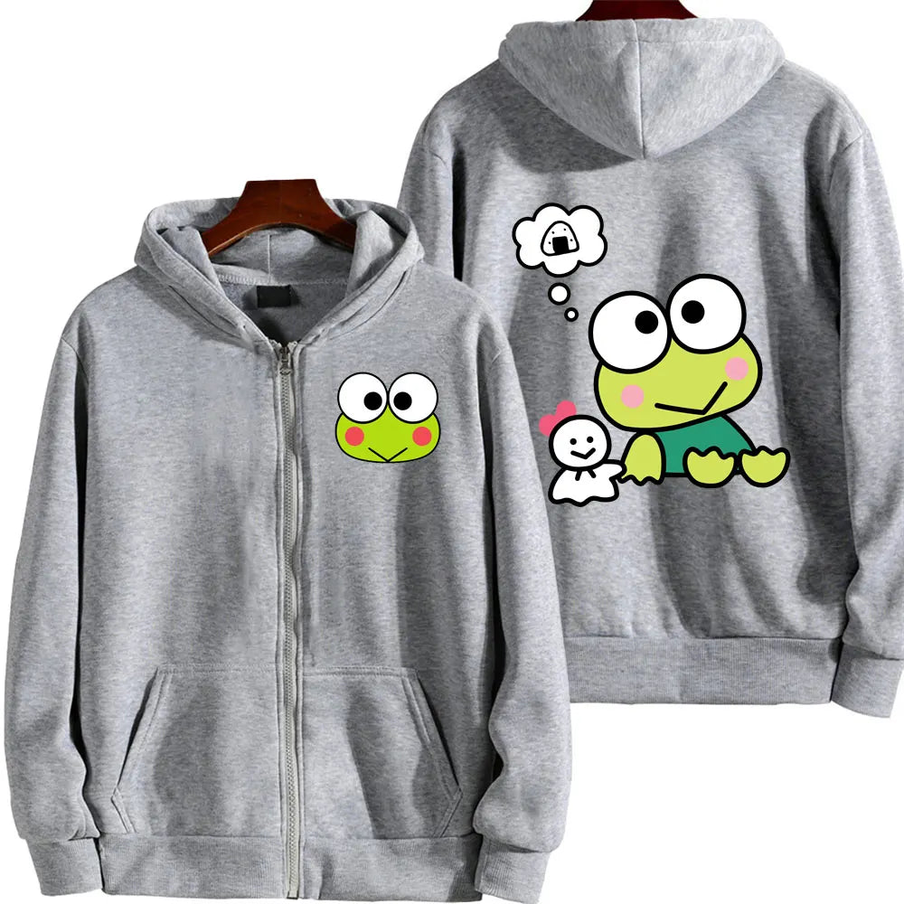 Keroppi Cartoon Zip-Up Hoodie