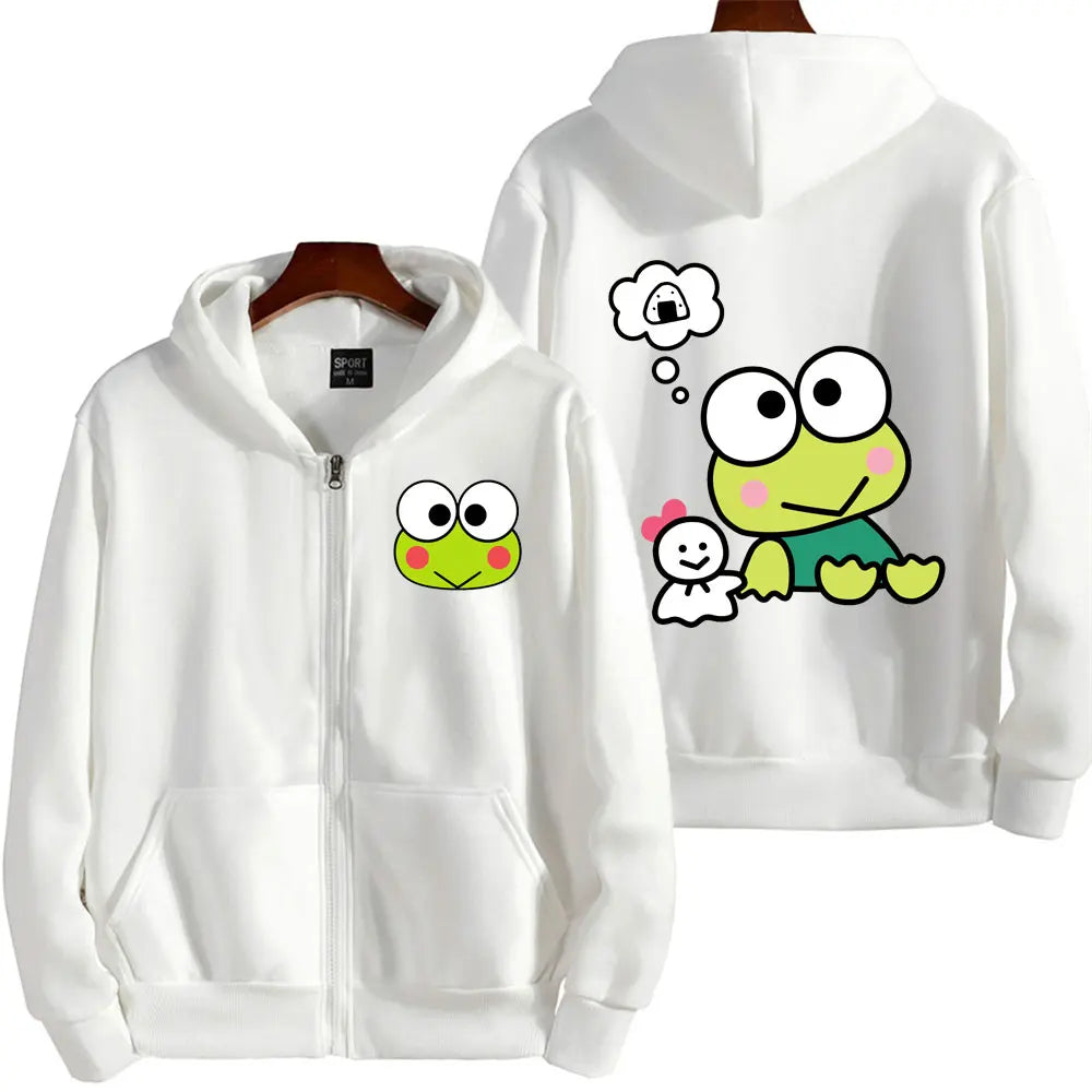 Keroppi Cartoon Zip-Up Hoodie