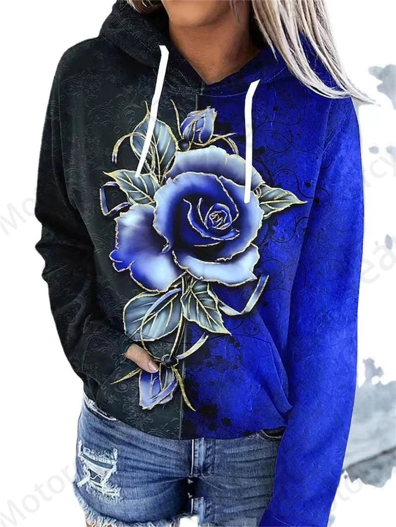 Rose Floral 3d Print Hoodie