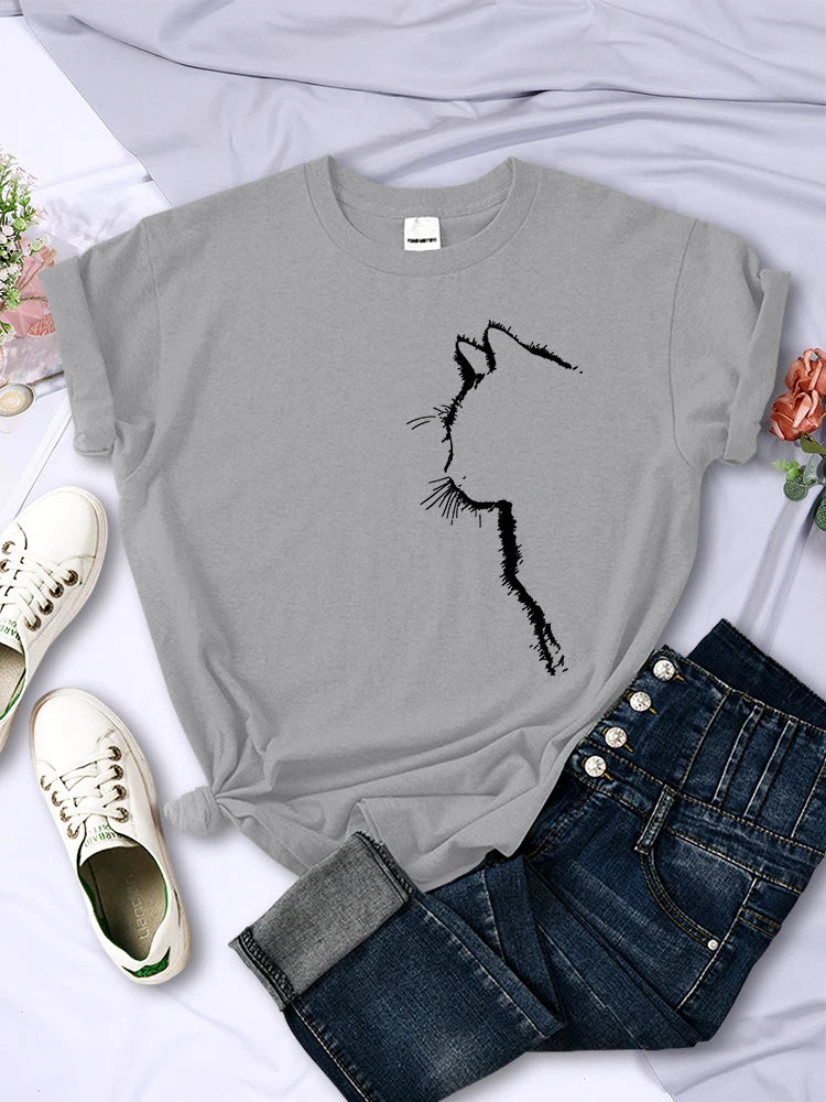 Cat Stroke Drawing T-Shirt