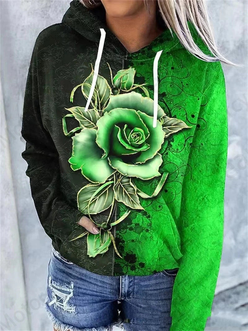 Rose Floral 3d Print Hoodie