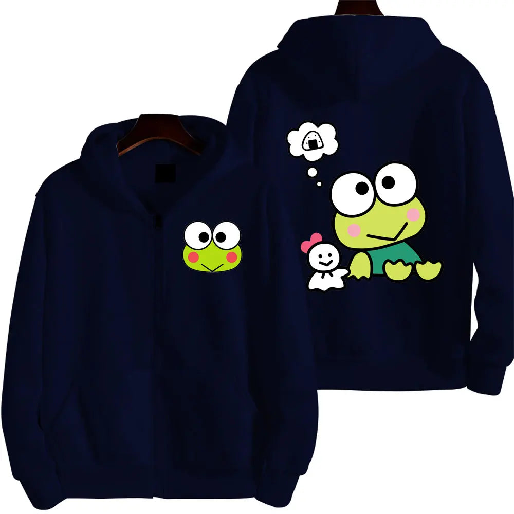 Keroppi Cartoon Zip-Up Hoodie