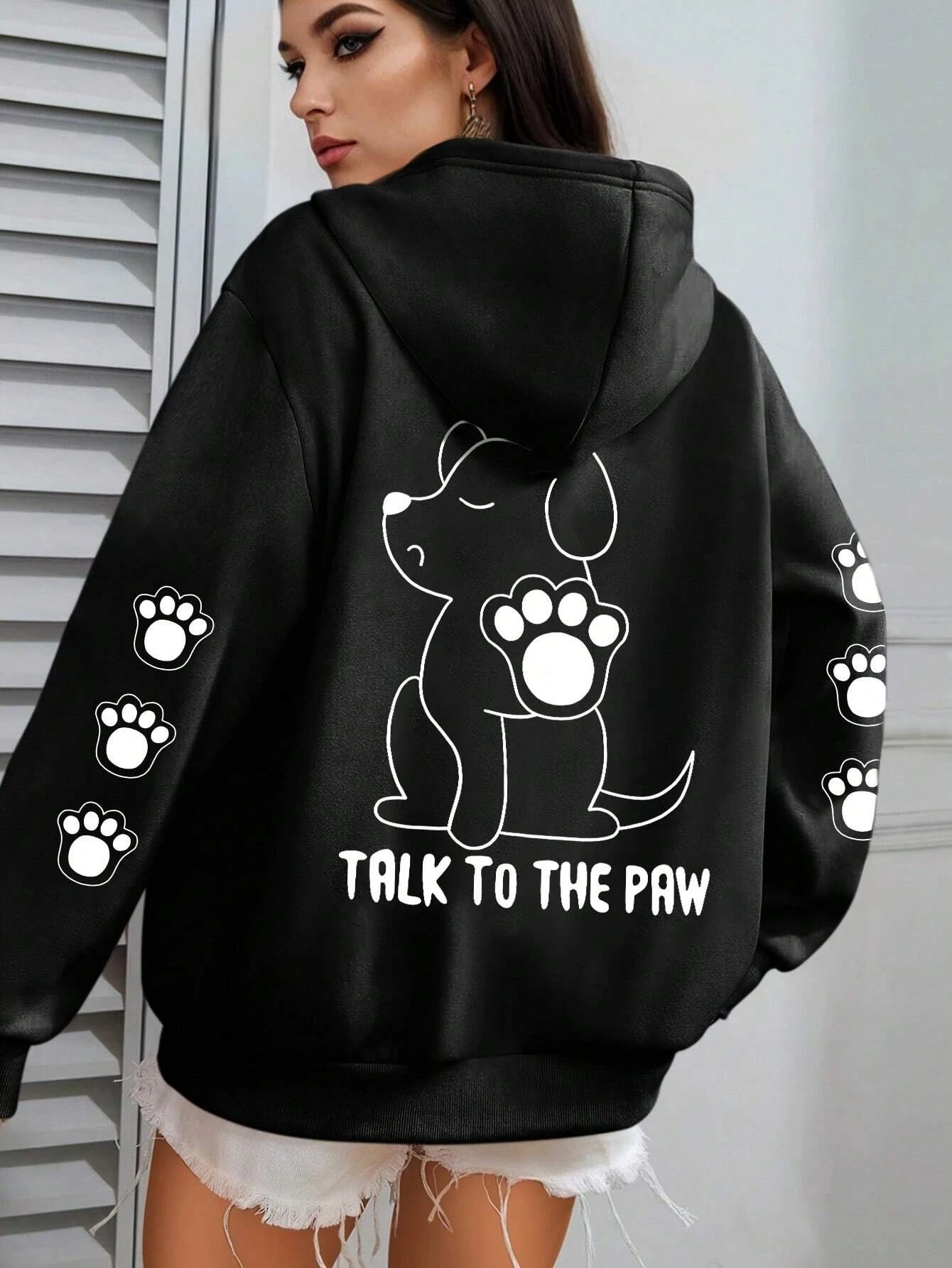 Talk To The Paw Cartoon Hoodie