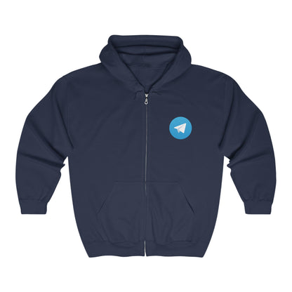 Telegram Logo Adult Zip-Up Hoodie
