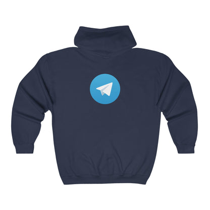 Telegram Logo Adult Zip-Up Hoodie