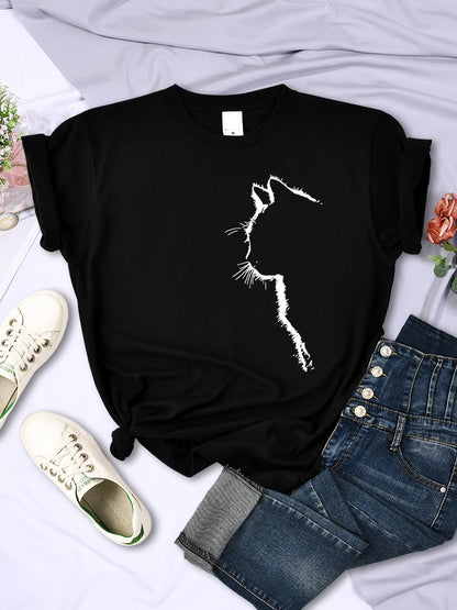 Cat Stroke Drawing T-Shirt