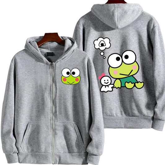 Keroppi Cartoon Zip-Up Hoodie