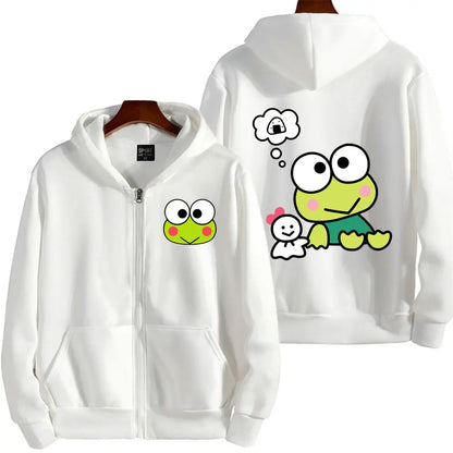 Keroppi Cartoon Zip-Up Hoodie
