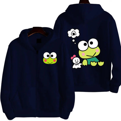 Keroppi Cartoon Zip-Up Hoodie