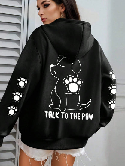 Talk To The Paw Cartoon Hoodie